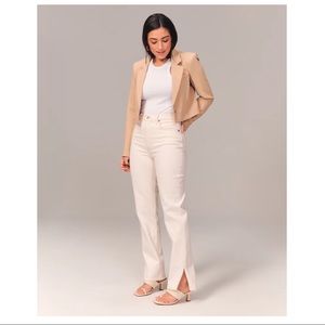 High waist cream pants